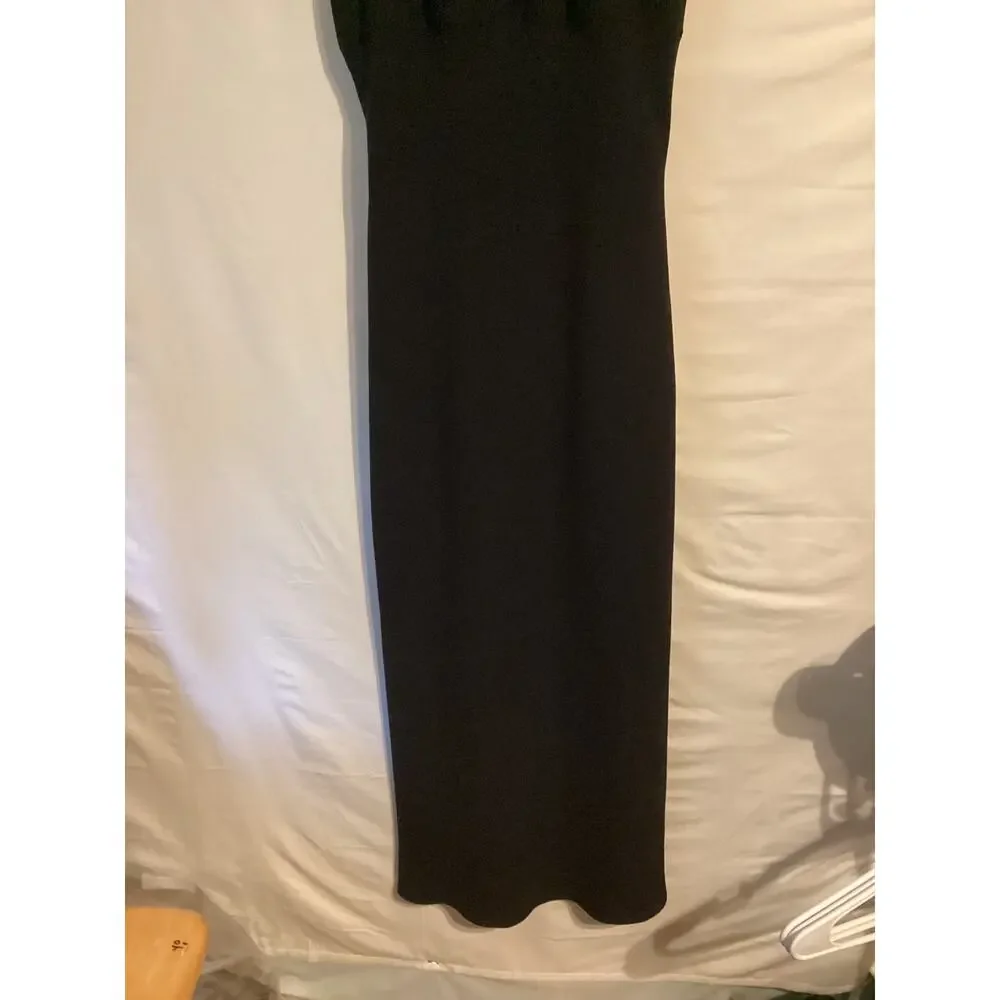 1153 EVAN-PICONE Spaghetti Strap Sheath Party Midi Dress Black Size 4